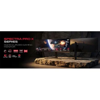 GAMEON Spectra Pro X Series 49" DQHD 120Hz MPRT 0.5ms HDMI 2.1 Fast VA Panel Curved Gaming Monitor 1500R 32:9 (Supports PS5) - Black